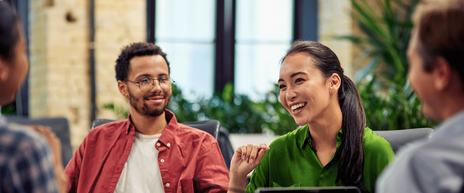 diverse team talking