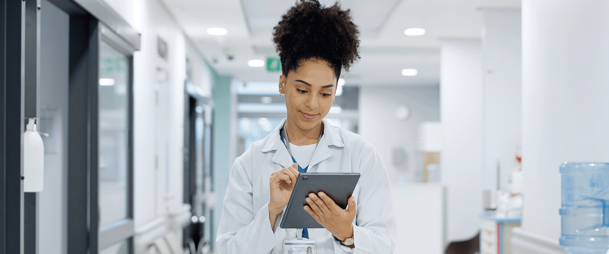 nurse in hospital hallway