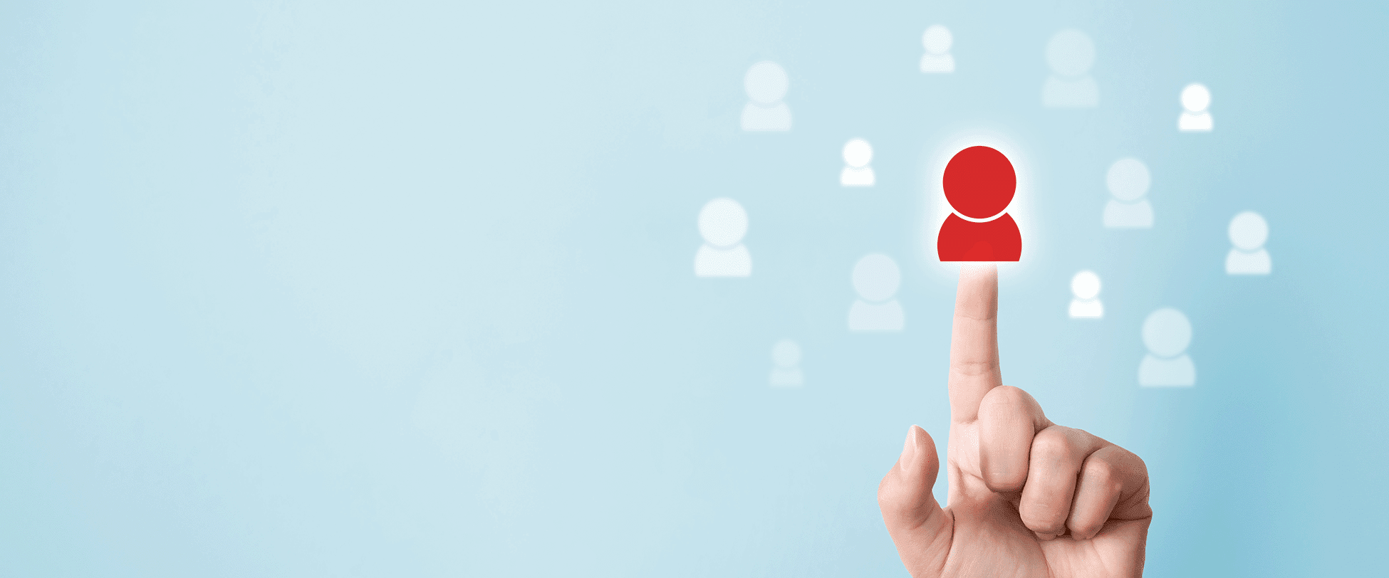 finger pointing to user icon